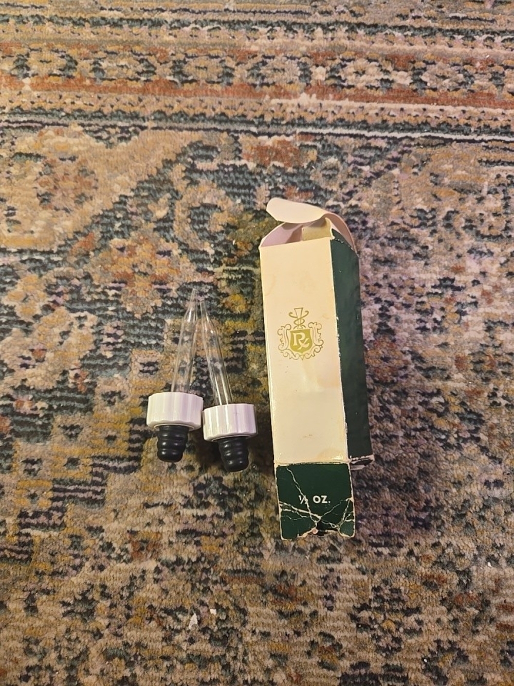 Pair Of vintage collectible medicine droppers With Box